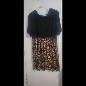Plus A Line 3x leopard print 2 in 1 dress shein